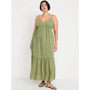 NWT Old Navy Tiered Maxi Swing Dress Sleeveless V-Neck Sage Green Womens PXXL